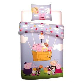   2 részes gyerek ágynemű szett 100x140 cm + 40x45 cm, Peppa malac