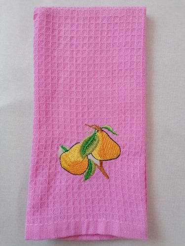 Gyümölcs mintás konyharuha, rózsaszín