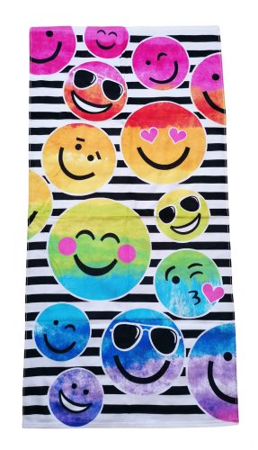 Strandtörölköző, smiley mintás