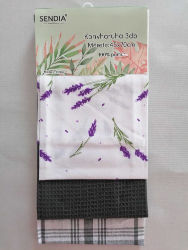 Konyharuha szett /3 db/, szürke-fehér