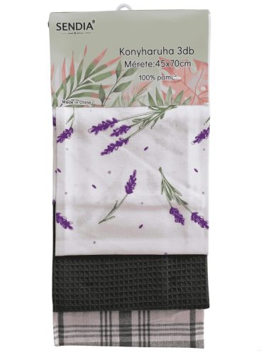 Konyharuha szett /3 db/, szürke-fehér